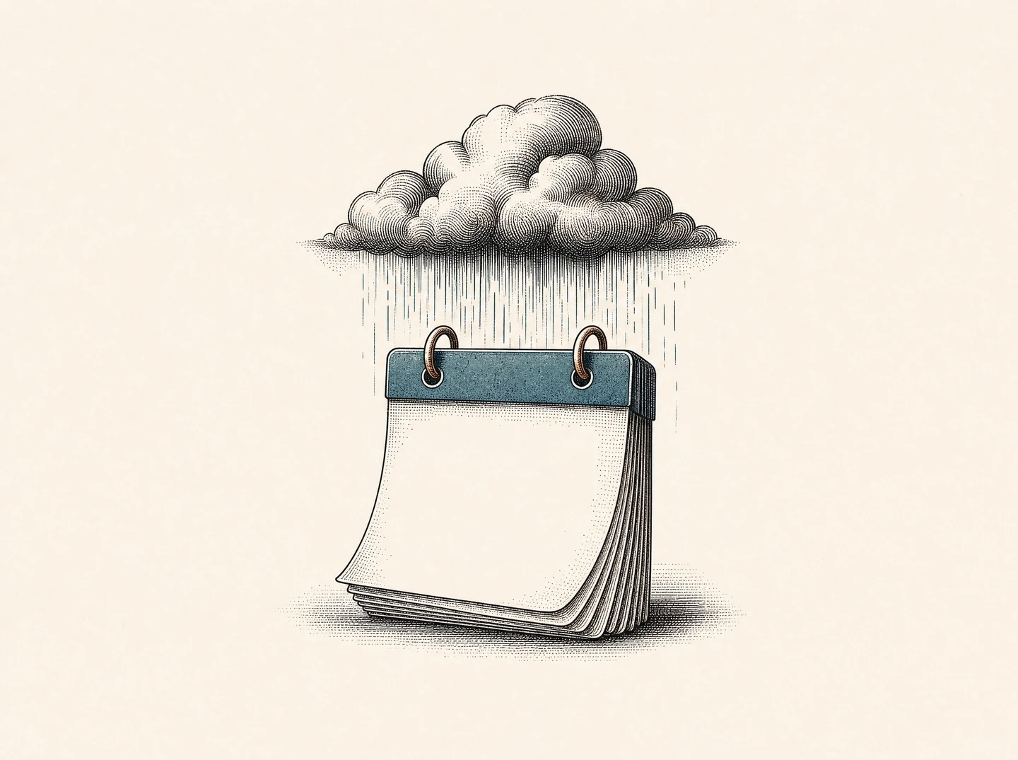 Una hoja de calendario bajo una nube