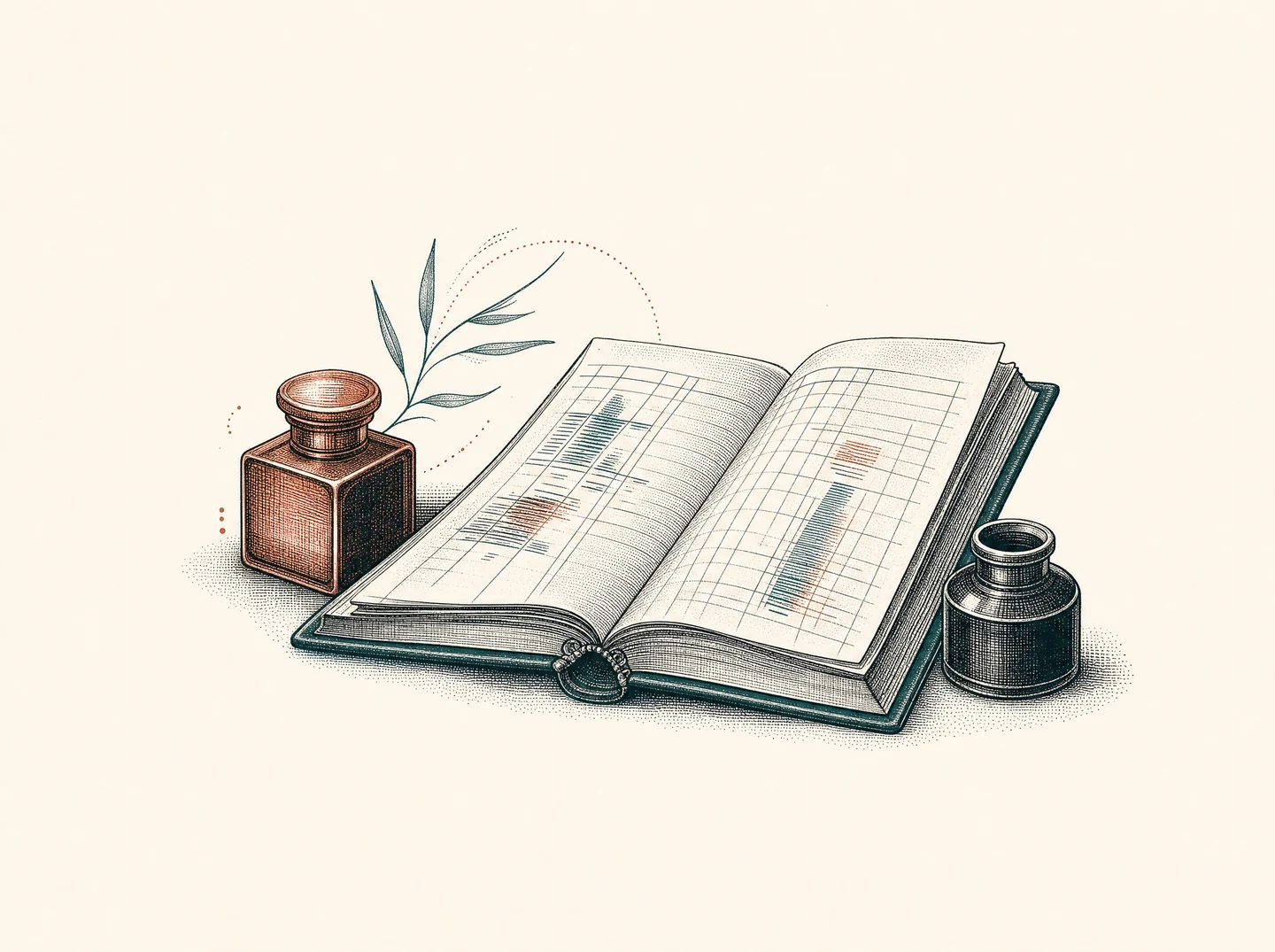 Un libro de cuentas y dos tinteros