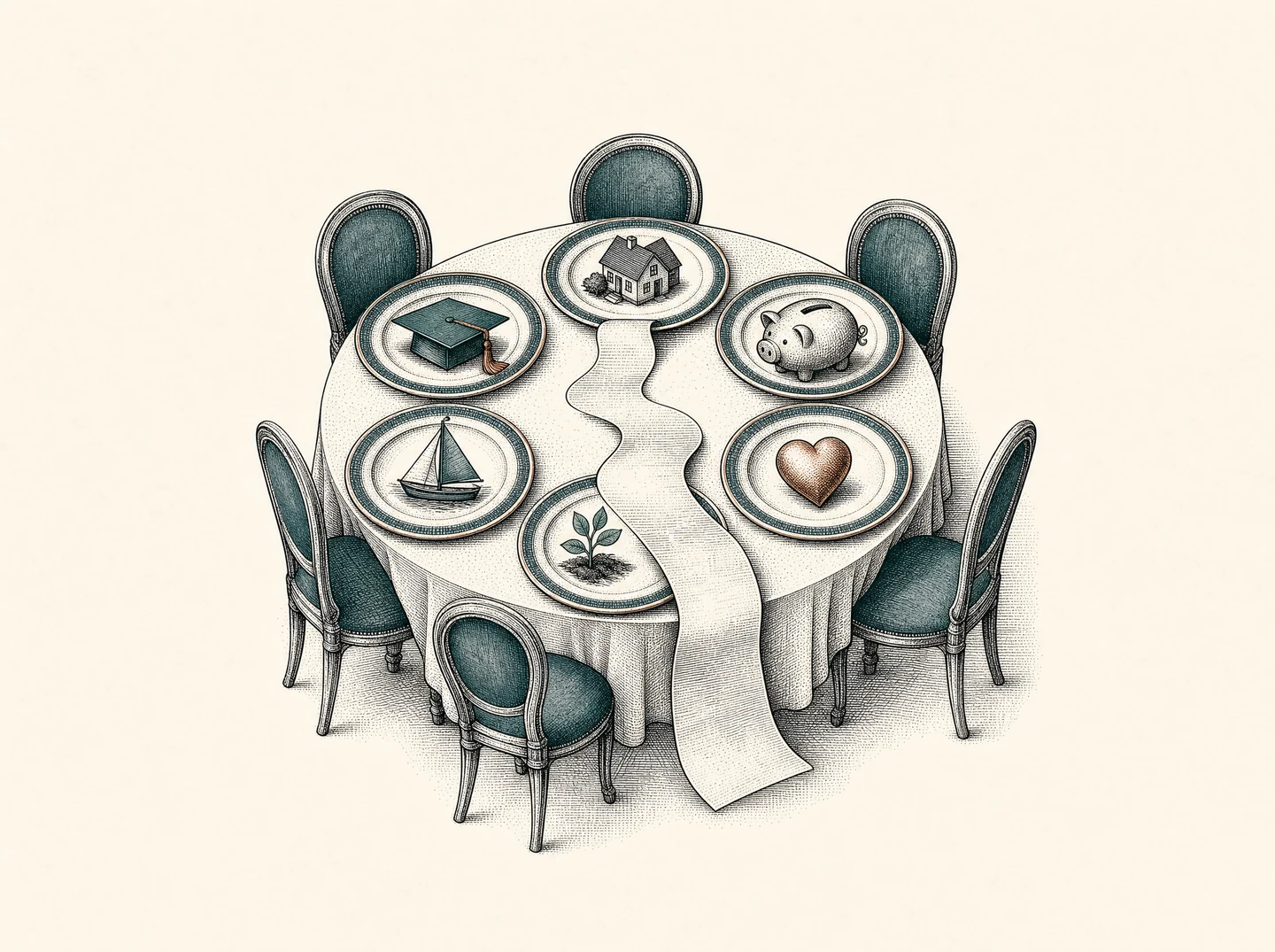 Una mesa y el reparto de la cuenta